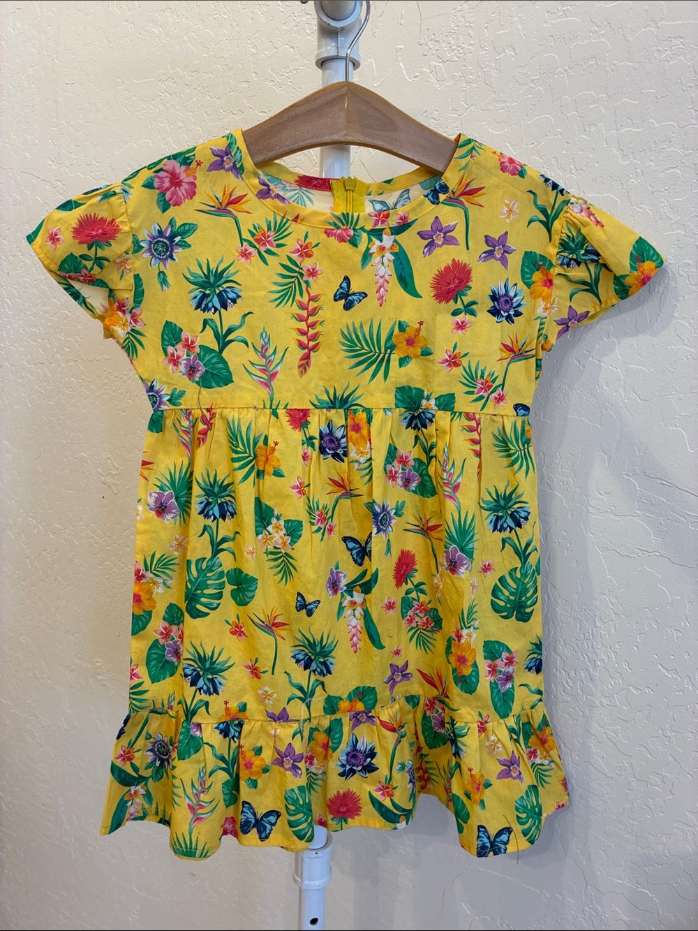 Cloud Chaser Yellow Tropical Floral Dress